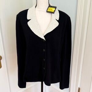 St John’s Black Blazer with White beaded collar